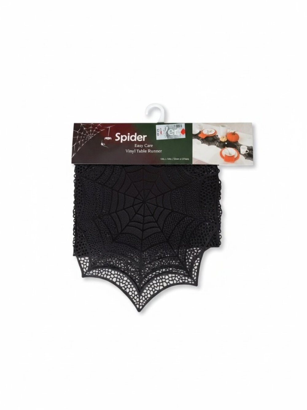 NEW Spider Web Vinyl Table Runner – Black Halloween Decor